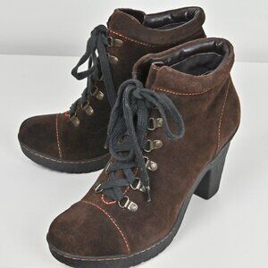 BOC Børn Concept Brown Suede Block Heel Lace Up Retro US8.5M UK6.5 Ankle Booties